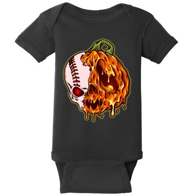 Spooky Halloween Skull Pumpkin Baseball Baby Bodysuit