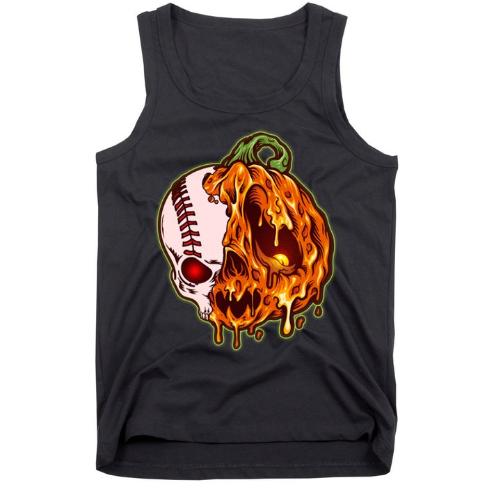 Spooky Halloween Skull Pumpkin Baseball Tank Top