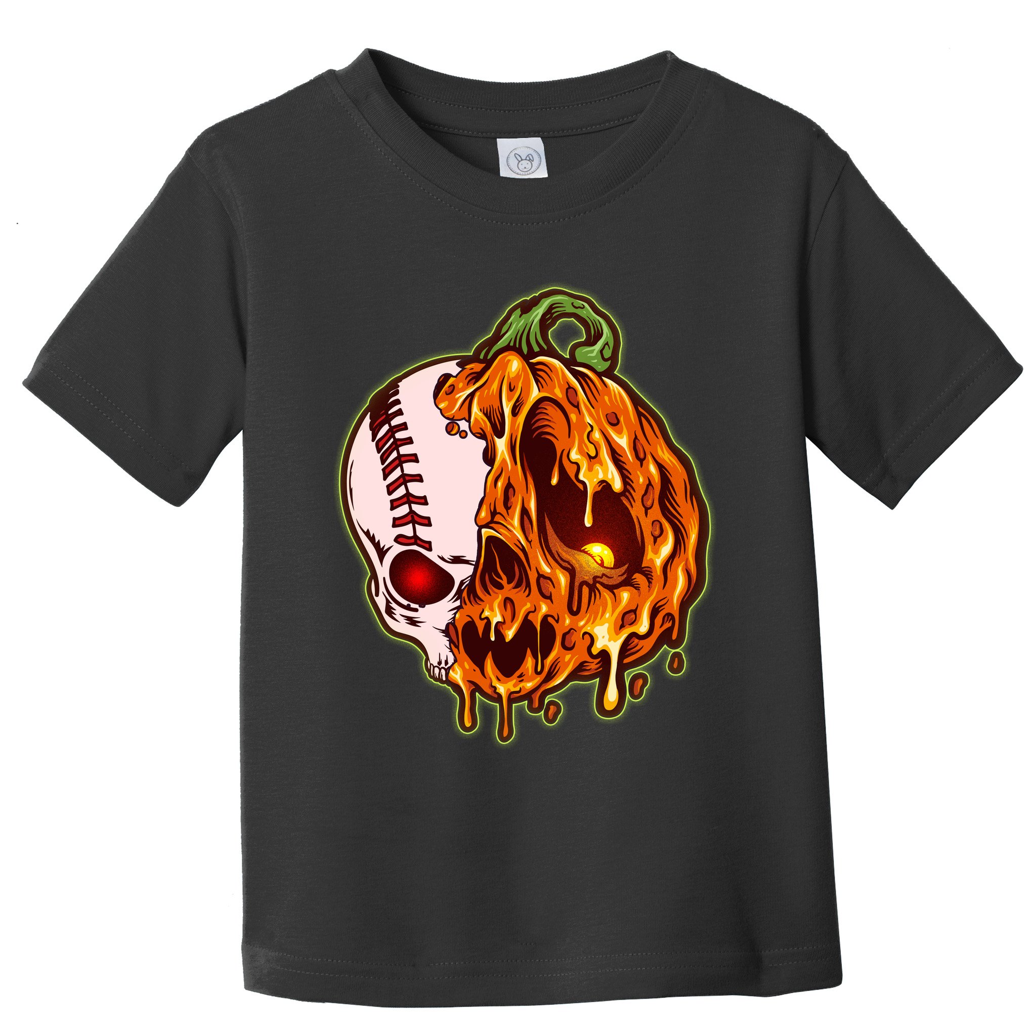 Spooky Halloween Skull Pumpkin Baseball Toddler T-Shirt