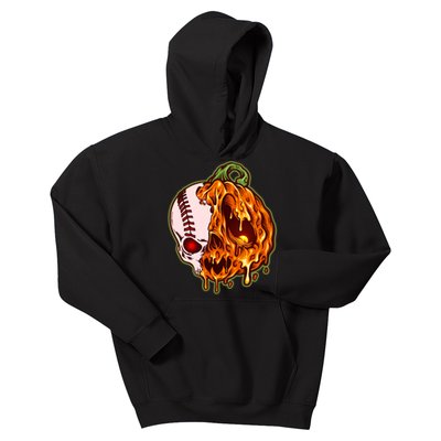 Spooky Halloween Skull Pumpkin Baseball Kids Hoodie