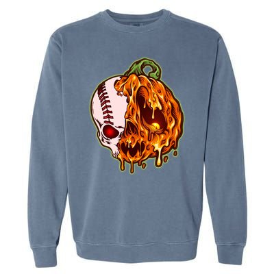 Spooky Halloween Skull Pumpkin Baseball Garment-Dyed Sweatshirt