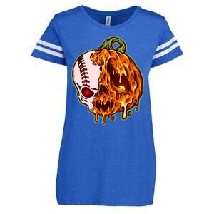 Spooky Halloween Skull Pumpkin Baseball Enza Ladies Jersey Football T-Shirt