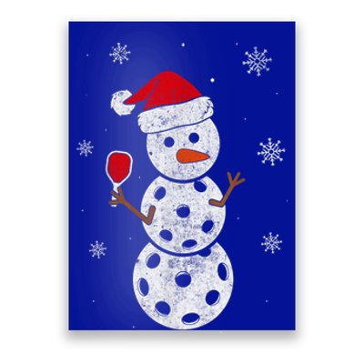 Santa Hat Snow Funny Gift For Xmas Funny Pickleball Christmas Gift Poster