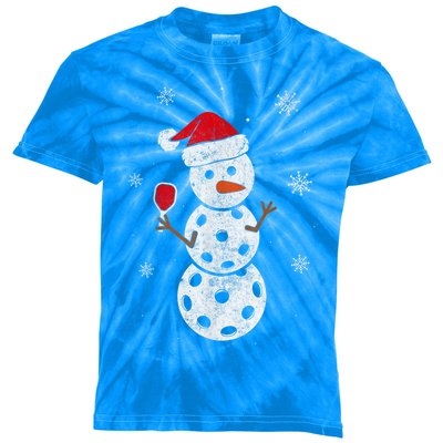 Santa Hat Snow Funny Gift For Xmas Funny Pickleball Christmas Gift Kids Tie-Dye T-Shirt