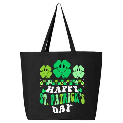 Shamrock Happy St Patricks Day Irish Retro Groovy 25L Jumbo Tote