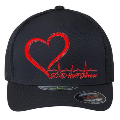 SCAD Heart Survivor Heartbeat Heart Health Awareness Flexfit Unipanel Trucker Cap