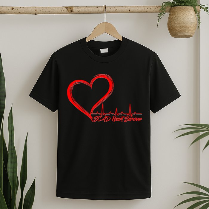 SCAD Heart Survivor Heartbeat Heart Health Awareness T-Shirt
