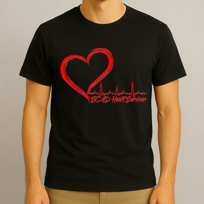 SCAD Heart Survivor Heartbeat Heart Health Awareness T-Shirt
