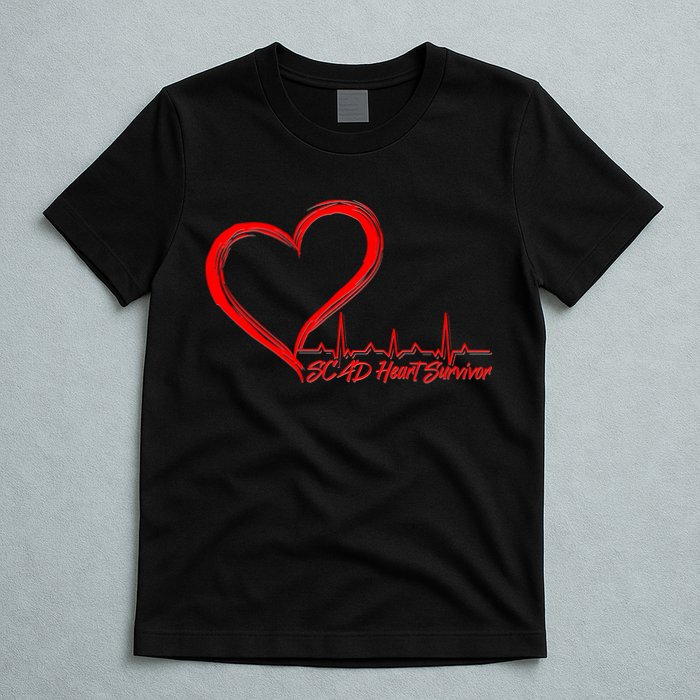 SCAD Heart Survivor Heartbeat Heart Health Awareness T-Shirt