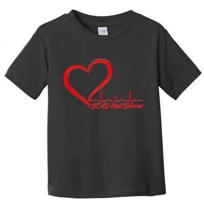 SCAD Heart Survivor Heartbeat Heart Health Awareness Toddler T-Shirt