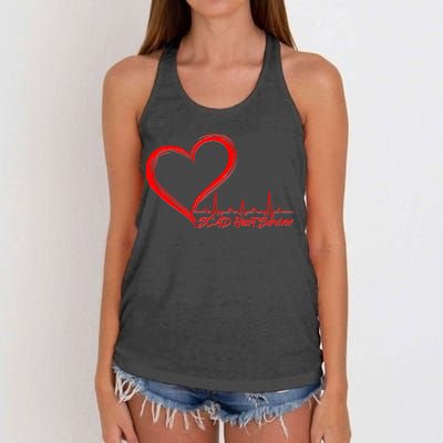 SCAD Heart Survivor Heartbeat Heart Health Awareness Women's Knotted Racerback Tank