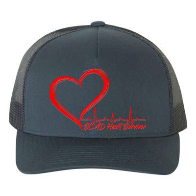 SCAD Heart Survivor Heartbeat Heart Health Awareness Yupoong Adult 5-Panel Trucker Hat