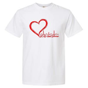 SCAD Heart Survivor Heartbeat Heart Health Awareness Garment-Dyed Heavyweight T-Shirt