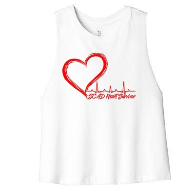 SCAD Heart Survivor Heartbeat Heart Health Awareness Women's Racerback Cropped Tank