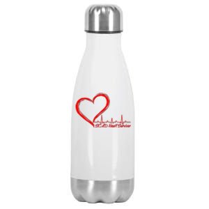 SCAD Heart Survivor Heartbeat Heart Health Awareness Stainless Steel Insulated Water Bottle