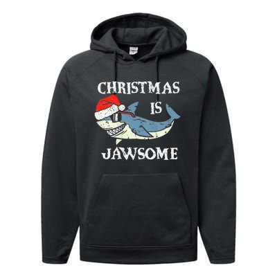 Santa Hat Shark Christmas Is Jawsome Xmas Lights Performance Fleece Hoodie