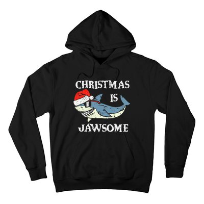 Santa Hat Shark Christmas Is Jawsome Xmas Lights Hoodie