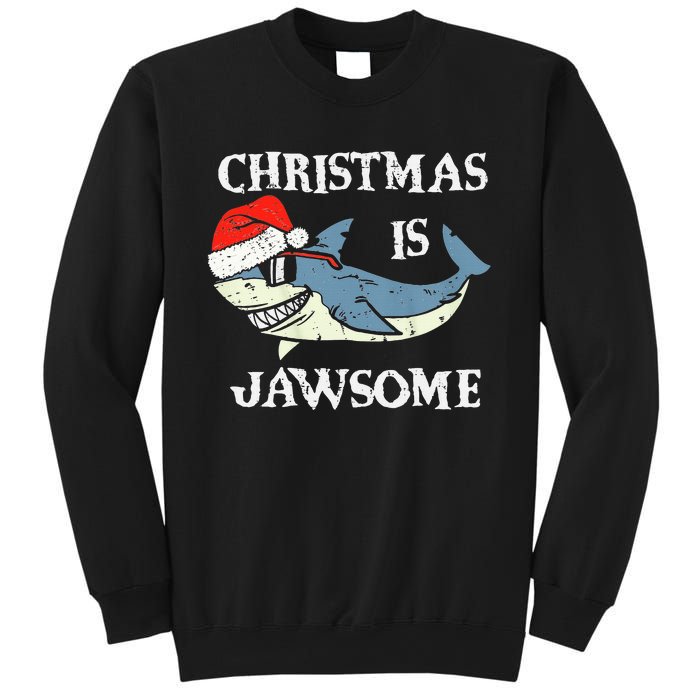 Santa Hat Shark Christmas Is Jawsome Xmas Lights Sweatshirt