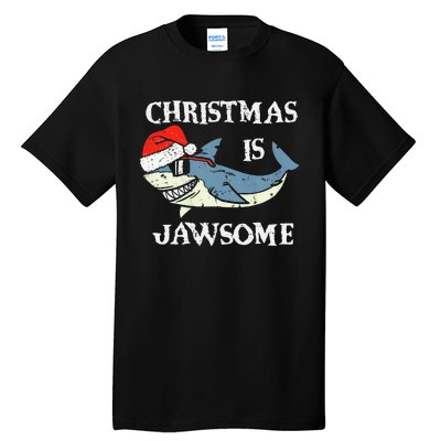 Santa Hat Shark Christmas Is Jawsome Xmas Lights Tall T-Shirt