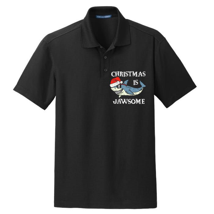 Santa Hat Shark Christmas Is Jawsome Xmas Lights Dry Zone Grid Polo