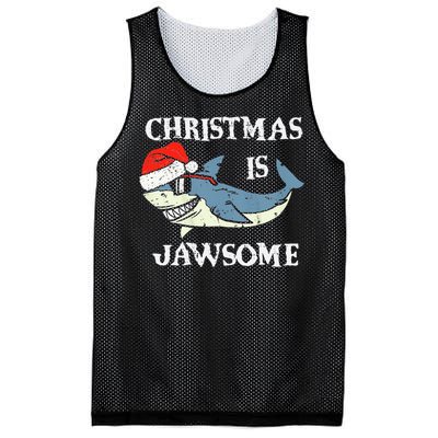 Santa Hat Shark Christmas Is Jawsome Xmas Lights Mesh Reversible Basketball Jersey Tank