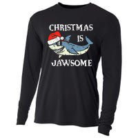 Santa Hat Shark Christmas Is Jawsome Xmas Lights Cooling Performance Long Sleeve Crew