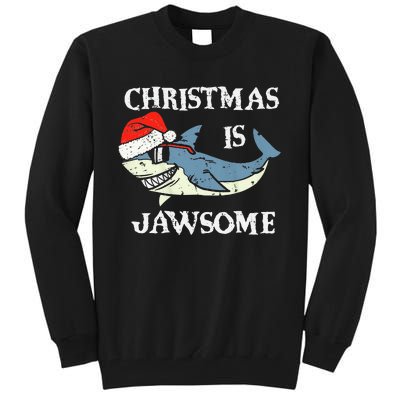 Santa Hat Shark Christmas Is Jawsome Xmas Lights Tall Sweatshirt