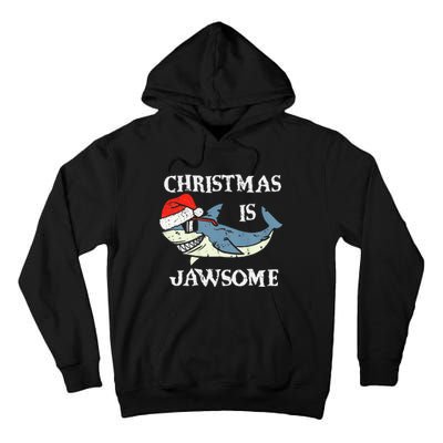 Santa Hat Shark Christmas Is Jawsome Xmas Lights Tall Hoodie