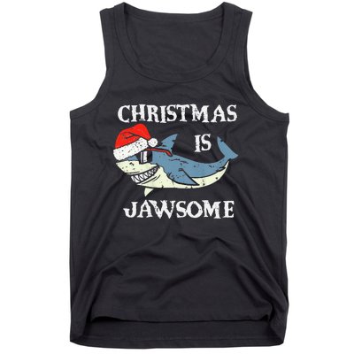 Santa Hat Shark Christmas Is Jawsome Xmas Lights Tank Top