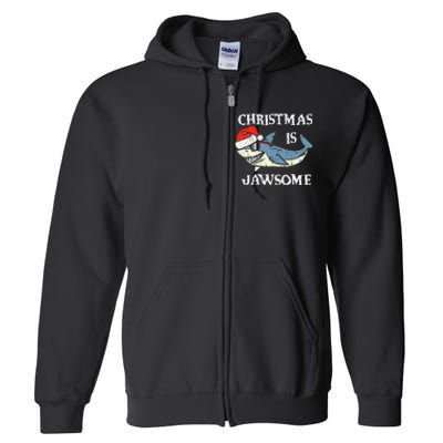 Santa Hat Shark Christmas Is Jawsome Xmas Lights Full Zip Hoodie