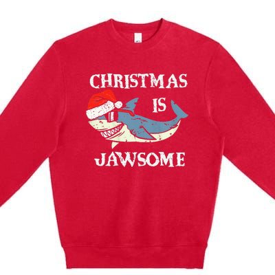 Santa Hat Shark Christmas Is Jawsome Xmas Lights Premium Crewneck Sweatshirt