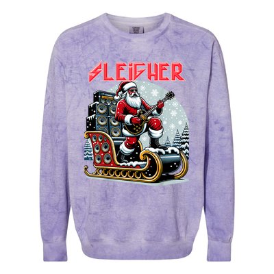 Sleigher Hail Santa Heavy Metal Christmas Rock Xmas Art Colorblast Crewneck Sweatshirt