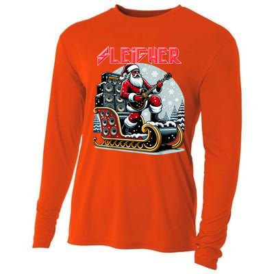 Sleigher Hail Santa Heavy Metal Christmas Rock Xmas Art Cooling Performance Long Sleeve Crew