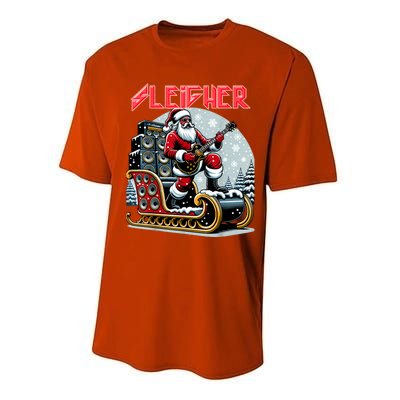 Sleigher Hail Santa Heavy Metal Christmas Rock Xmas Art Performance Sprint T-Shirt