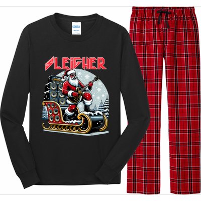 Sleigher Hail Santa Heavy Metal Christmas Rock Xmas Art Long Sleeve Pajama Set