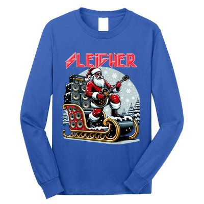 Sleigher Hail Santa Heavy Metal Christmas Rock Xmas Art Long Sleeve Shirt