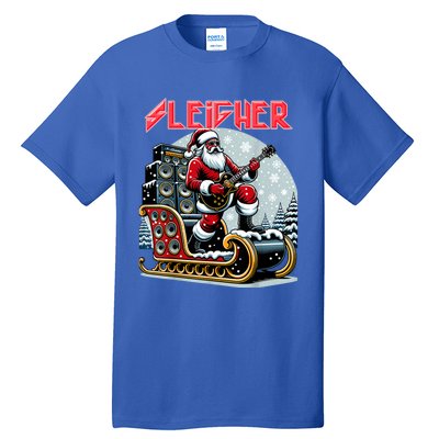 Sleigher Hail Santa Heavy Metal Christmas Rock Xmas Art Tall T-Shirt