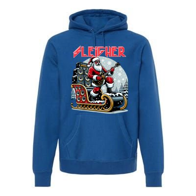 Sleigher Hail Santa Heavy Metal Christmas Rock Xmas Art Premium Hoodie