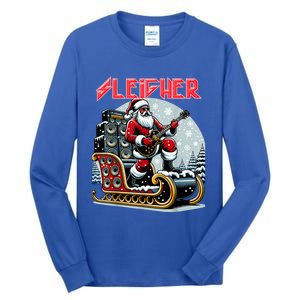 Sleigher Hail Santa Heavy Metal Christmas Rock Xmas Art Tall Long Sleeve T-Shirt