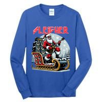 Sleigher Hail Santa Heavy Metal Christmas Rock Xmas Art Tall Long Sleeve T-Shirt