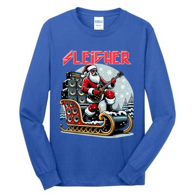 Sleigher Hail Santa Heavy Metal Christmas Rock Xmas Art Tall Long Sleeve T-Shirt