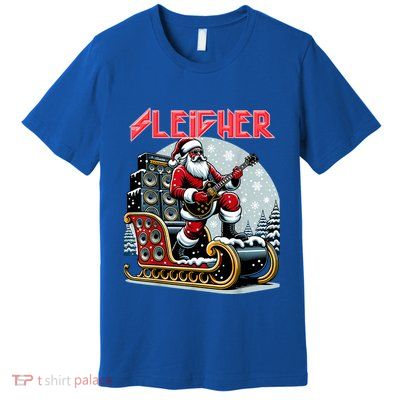 Sleigher Hail Santa Heavy Metal Christmas Rock Xmas Art Premium T-Shirt