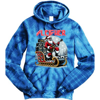 Sleigher Hail Santa Heavy Metal Christmas Rock Xmas Art Tie Dye Hoodie