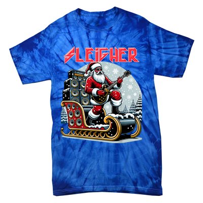 Sleigher Hail Santa Heavy Metal Christmas Rock Xmas Art Tie-Dye T-Shirt