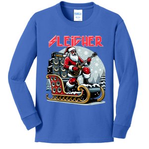 Sleigher Hail Santa Heavy Metal Christmas Rock Xmas Art Kids Long Sleeve Shirt