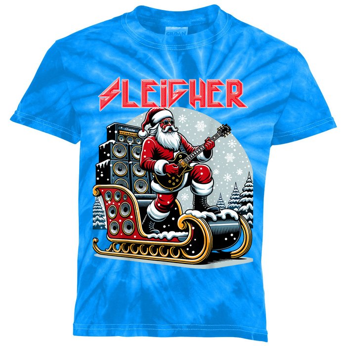 Sleigher Hail Santa Heavy Metal Christmas Rock Xmas Art Kids Tie-Dye T-Shirt