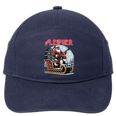 Sleigher Hail Santa Heavy Metal Christmas Rock Xmas Art 7-Panel Snapback Hat