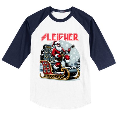 Sleigher Hail Santa Heavy Metal Christmas Rock Xmas Art Baseball Sleeve Shirt