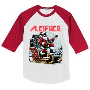 Sleigher Hail Santa Heavy Metal Christmas Rock Xmas Art Kids Colorblock Raglan Jersey