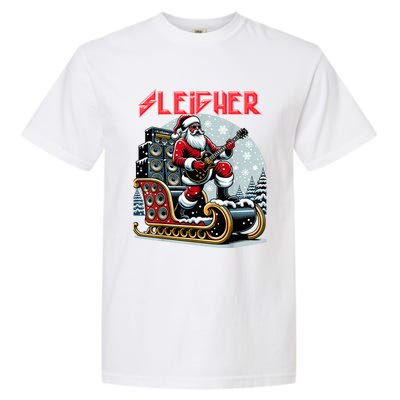 Sleigher Hail Santa Heavy Metal Christmas Rock Xmas Art Garment-Dyed Heavyweight T-Shirt